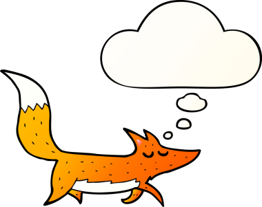 Bir insan tarafından çizilmiş, düşünce baloncuklu çizgi film kurdu.