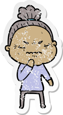 Bir insan tarafından çizilmiş, sıkıntılı bir karikatür çıkartması.