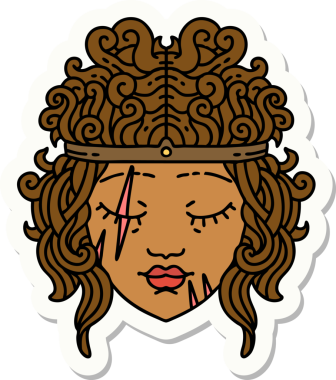 Bir insan tarafından çizilmiş barbar bir insan karakterinin çıkartması.