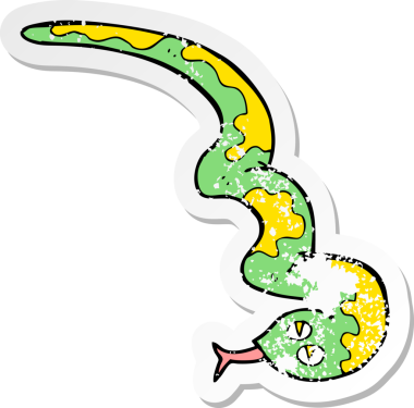 Bir insan tarafından çizilmiş tıslayan yılan çizgi filminin gerilimli yapıştırması.