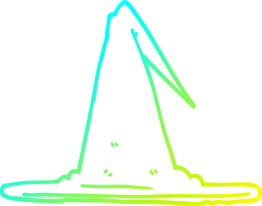 Bir insan tarafından çizilmiş bir cadı şapkasının soğuk gradyan çizimi