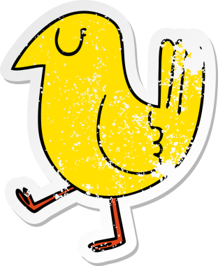 Bir insan tarafından çizilmiş garip bir el yazısı çizilmiş sarı bir karikatür.