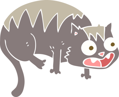 Bir insan tarafından çizilmiş kedinin düz renk çizimi