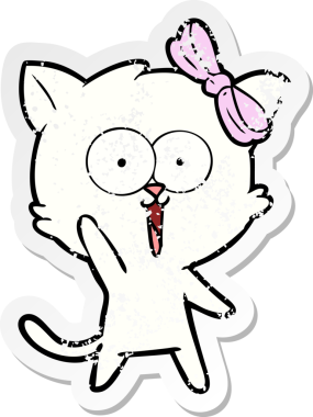 Bir insan tarafından çizilmiş karikatür bir kedinin sıkıntılı çıkartması.