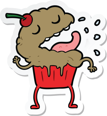 Bir insan tarafından çizilmiş bir kek etiketi.