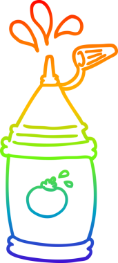 Bir insan tarafından çizilmiş bir ketçap şişesinin çizimi.