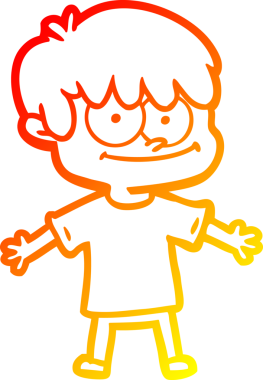 Bir insan tarafından çizilmiş mutlu bir çizgi film karakteri çizimi.