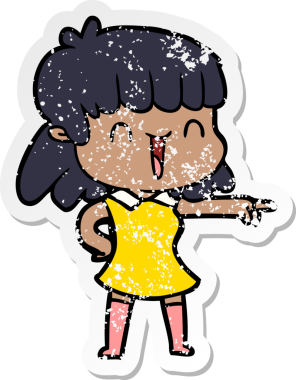 Bir insan tarafından çizilmiş mutlu bir kızın sıkıntılı çıkartması.