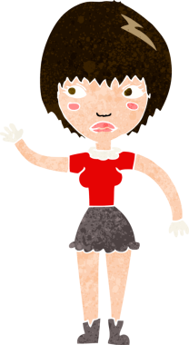 Bir insan tarafından çizilmiş, el sallayan bir kadın.