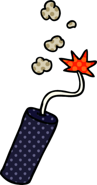 Bir insan tarafından çizilmiş dinamit çubuğunun el çizimi karikatürü.