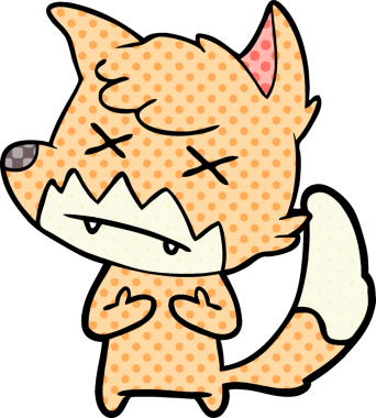 Bir insan tarafından çizilmiş şaşı tilki.