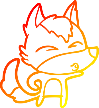 Bir insan tarafından çizilmiş bir kurt çizgi filminin sıcak çizgi çizimi.