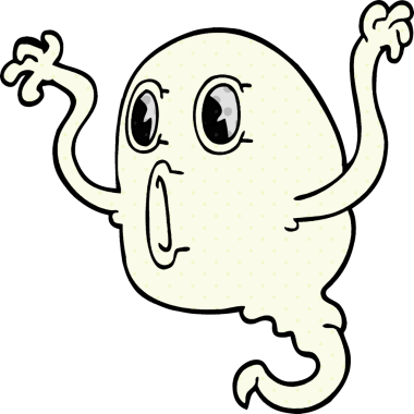 Bir insan tarafından çizilmiş ürkütücü karikatür hayaleti.