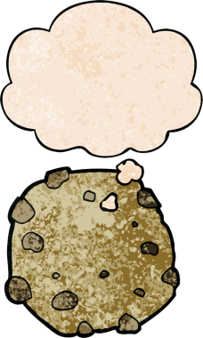 Bir insan tarafından çizilmiş grunge desenli düşünce baloncuklu çizgi film kurabiyesi.