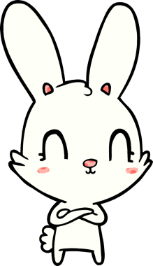 Bir insan tarafından çizilmiş şirin çizgi film tavşanı.