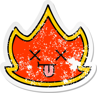 Bir insan tarafından çizilmiş şirin bir çizgi film yangınının sıkıntılı çıkartması.