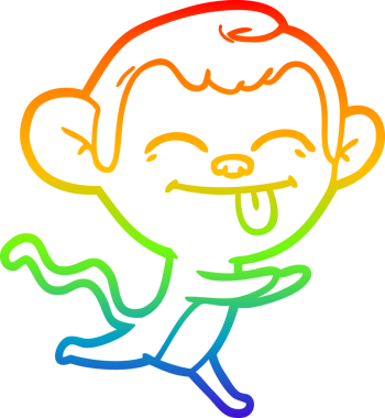 gökkuşağı gradyan çizimi komik bir çizgi maymunun insan tarafından çizilmesi