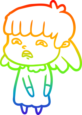 Gökkuşağı gradyan çizimi Bir insan tarafından çizilmiş endişeli bir çizgi kadın