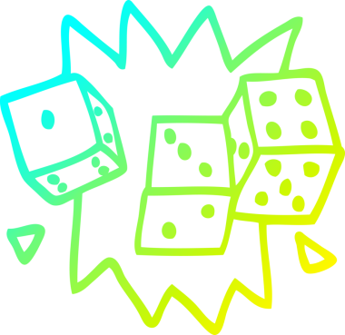 Bir insan tarafından çizilen yuvarlanan zar çizgisinin soğuk gradyan çizgisi