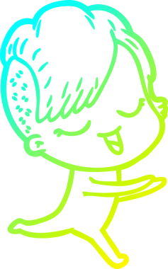 Bir insan tarafından çizilmiş mutlu çizgi film kızı çizimi.