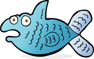 bir insan tarafından çizilmiş karikatür balığı