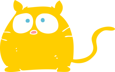 Bir insan tarafından çizilmiş kedinin düz renk çizimi