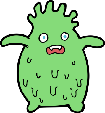 Bir insan tarafından çizilmiş komik balçık canavarı.