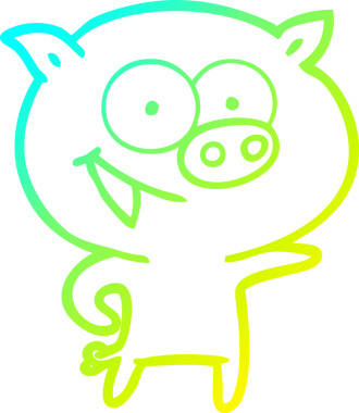 Bir insan tarafından çizilmiş neşeli bir domuz çizgi filmi.