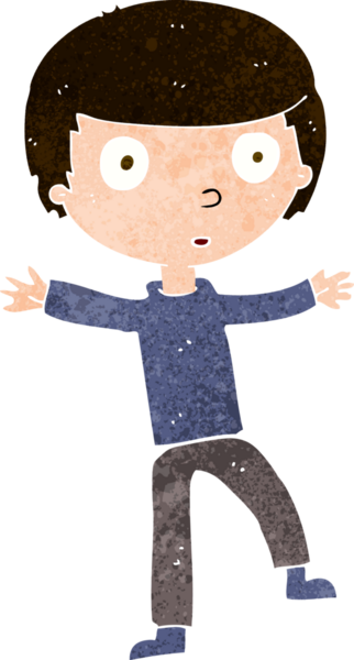 Çizgi film bir insan tarafından çizilmiş ürkmüş çocuk.