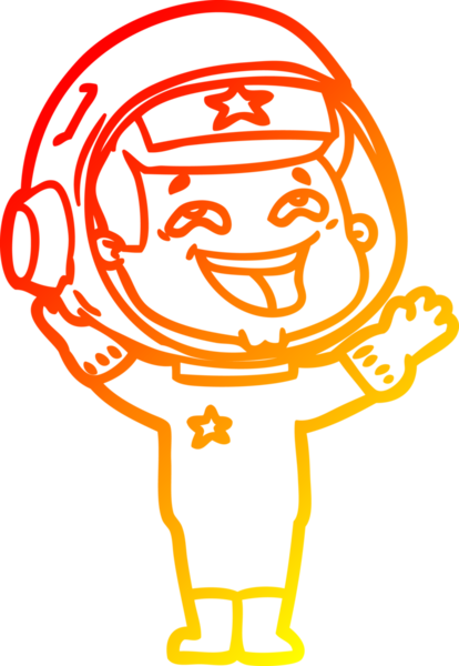 Bir insan tarafından çizilmiş gülen astronotun sıcak çizgi çizimi