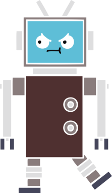 Bir insan tarafından çizilmiş düz renkli bir robot karikatürü