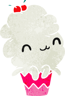 Eski çizgi film illüstrasyonu kawaii ahtapot keki bir insan tarafından çizildi.