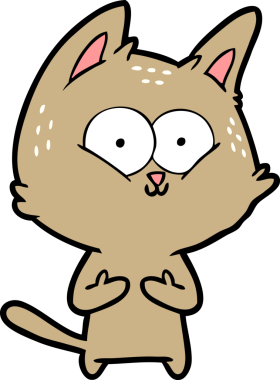 Bir insan tarafından çizilmiş çizgi film kedisi.