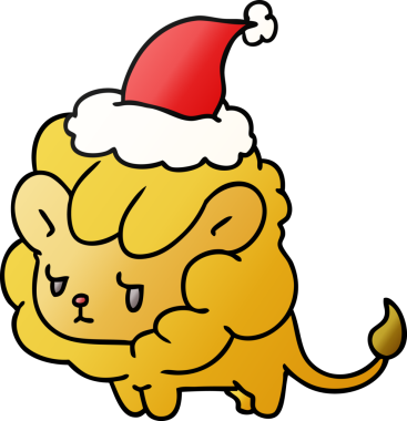 Bir insan tarafından çizilmiş kawai aslanının el çizimi gradyan çizgi filmi.