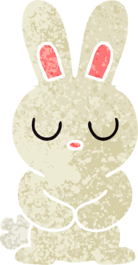 Bir insan tarafından çizilmiş garip bir çizgi film tavşanı.