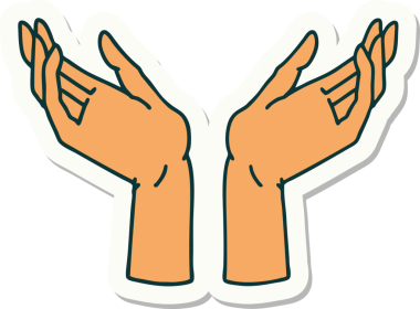 Bir insan tarafından çizilmiş geleneksel bir açık el dövmesi çıkartması.