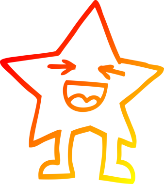 Bir insan tarafından çizilmiş, gülen bir çizgi film karakteri.