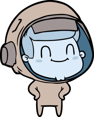 Bir insan tarafından çizilmiş mutlu astronot.