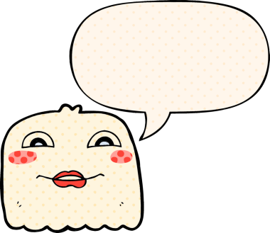 Bir insan tarafından çizilmiş çizgi roman tarzında konuşma balonu olan çizgi film hayaleti.