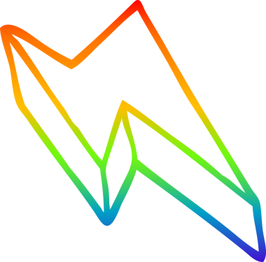 Bir insan tarafından çizilmiş karikatür desenli bir yıldırım çizimi.