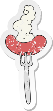 Bir insan tarafından çizilmiş sıcak sosisli çizgi filmin gerilimli yapıştırması.