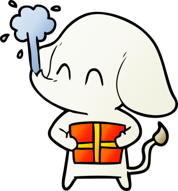 Bir insan tarafından çizilmiş su püskürten sevimli bir fil.