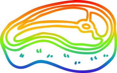 gökkuşağı gradyan çizgi çizimi bir insan tarafından çizilmiş lezzetli biftek