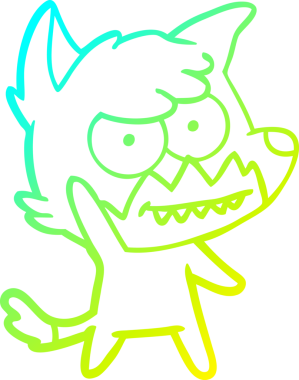 Bir insan tarafından çizilmiş sırıtan bir tilkinin soğuk çizgi çizimi