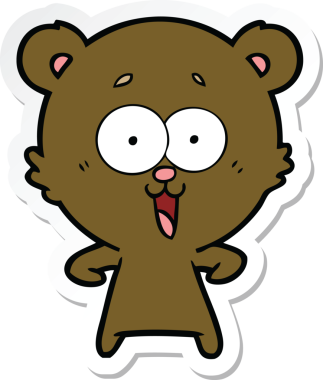 Bir insan tarafından çizilmiş gülen oyuncak ayının çıkartması.