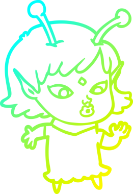 Bir insan tarafından çizilmiş güzel bir uzaylı kız çizimi.