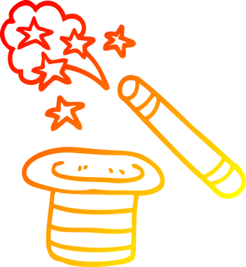 Bir insan tarafından çizilmiş bir çizgi film sihirbazının sıcak çizgi çizimi.