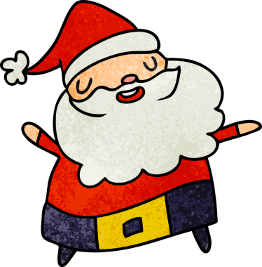 Bir insan tarafından çizilmiş Noel Baba 'nın desenli karikatür çizimi kawaii