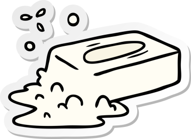 Bir insan tarafından çizilmiş köpüklü sabunun el yapımı karikatür karikatürü.