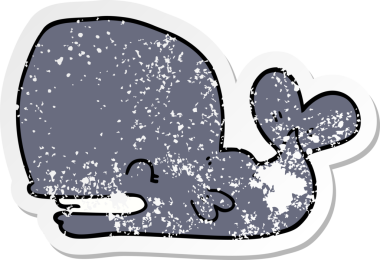 Bir insan tarafından çizilmiş karikatür balinasının sıkıntılı çıkartması.